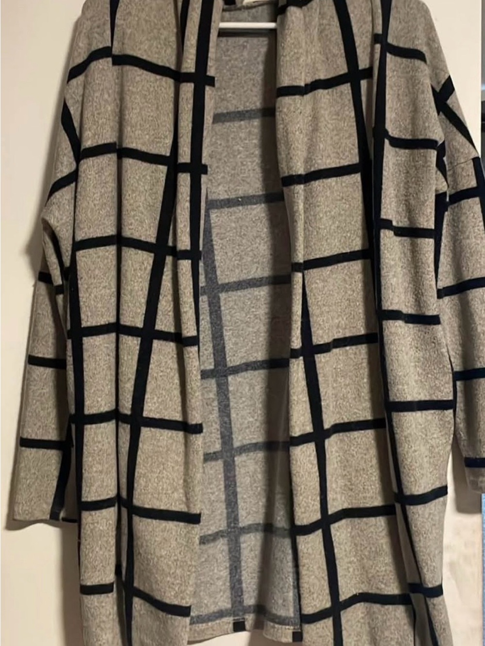 Pinkblush Gray and Navy Windowpane Open Cardigan